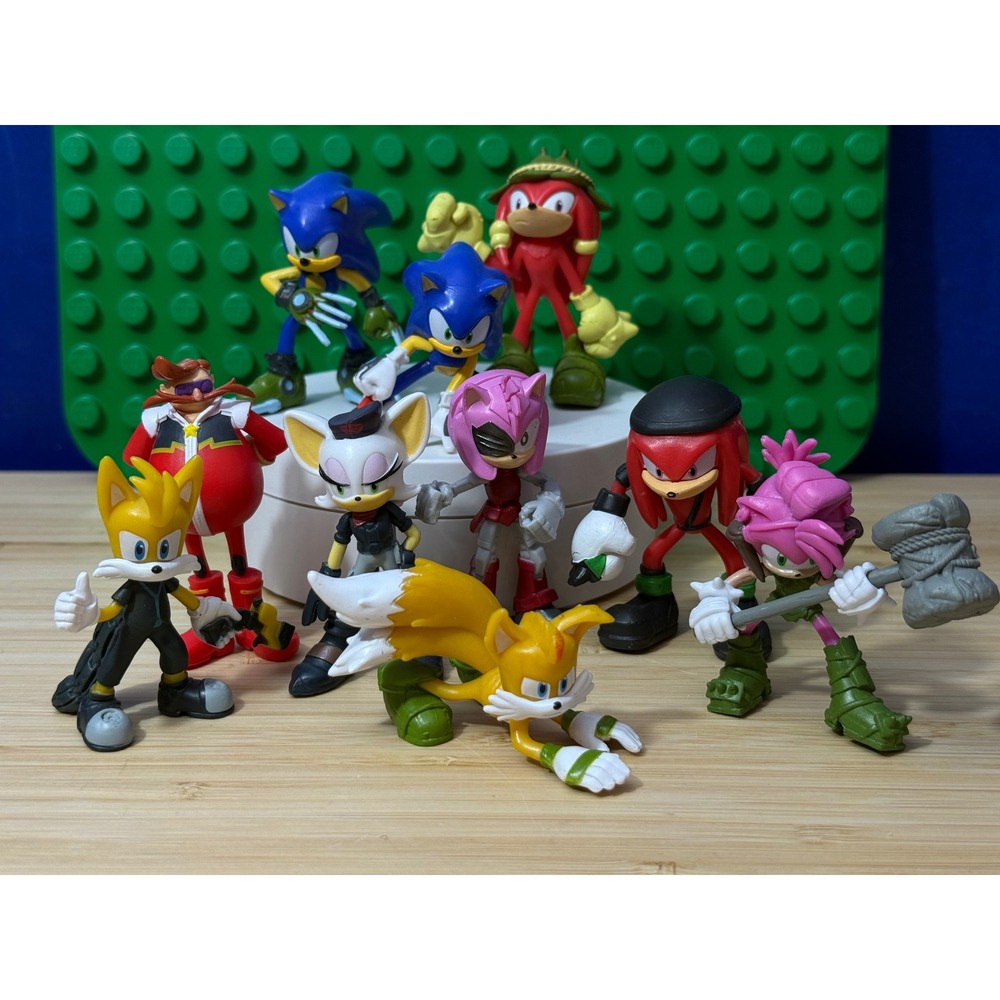 Sonic Prime Action Figure Lot 10pc Netflix Series Sonic Tails Knuckles Amy Rose